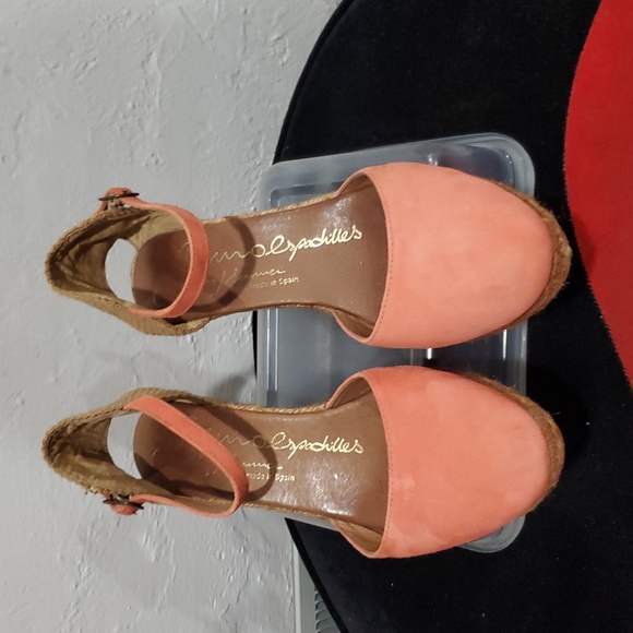Gaimo Made In Spain Genuine Suede Espadrille Wedge In Coral Size 40 Or 9.5 - Picture 2 of 12